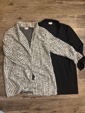 Melloday TWO Textured Knit Cardigans in Ivory and Black